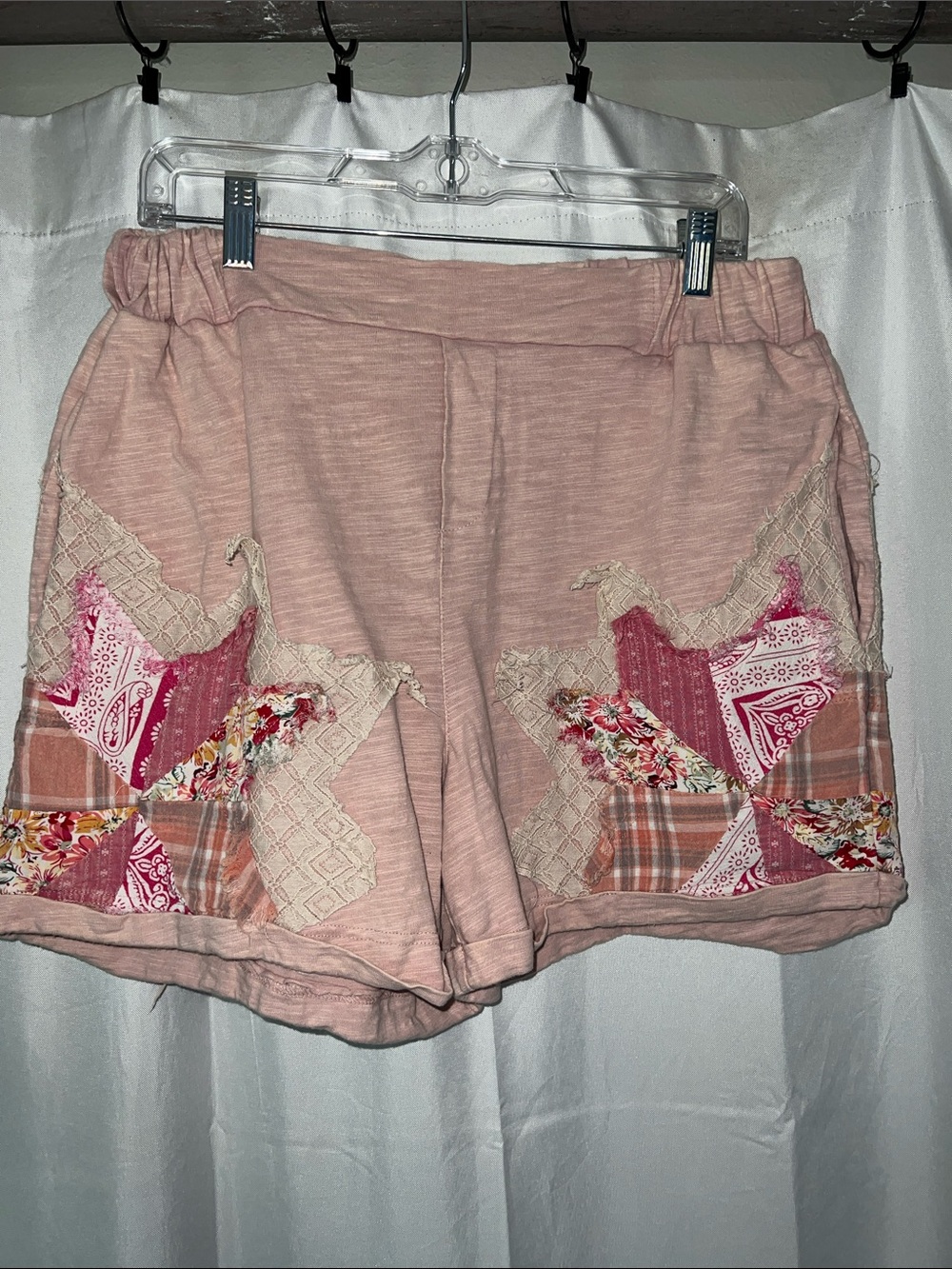 Oli & Hali Blush Pink Patchwork High-Waist Cotton Shorts
